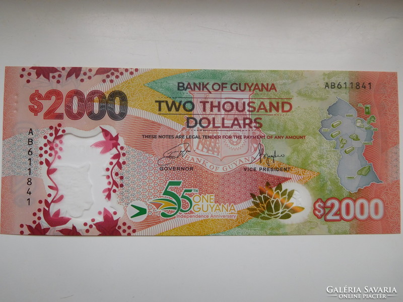 Guyana 2000 dollár 2022 UNC Polymer