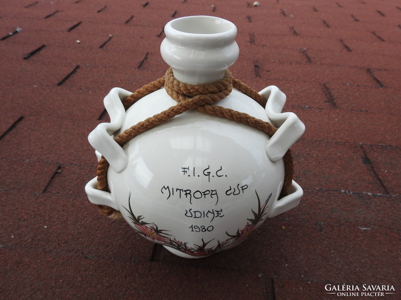 Huge hand painted porcelain bottle iayyara artigianato carnico