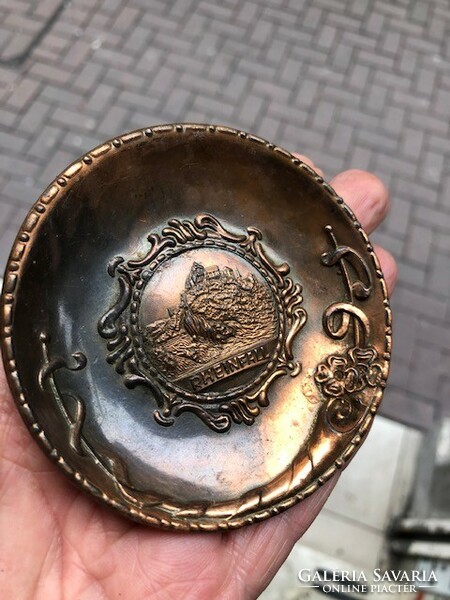 Old German bronze plate, wall lid, 7 cm in size, for lakber.