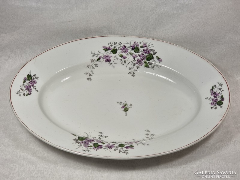 Porcelain steak bowl with violet pattern decor, unmarked, xx.Szd the first half.