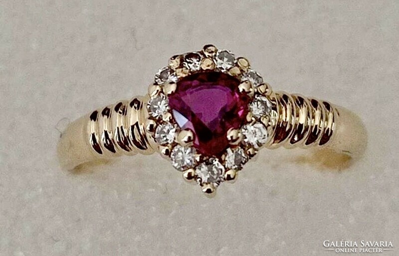 Kb 1,2 Ct gyönyörű arany -gyémánt és valódi Rubin gyűrű !