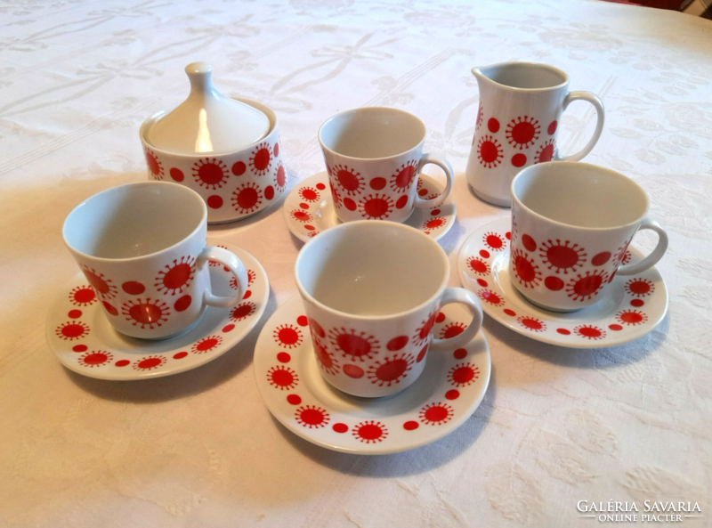 Retro lowland porcelain, red pattern coffee set