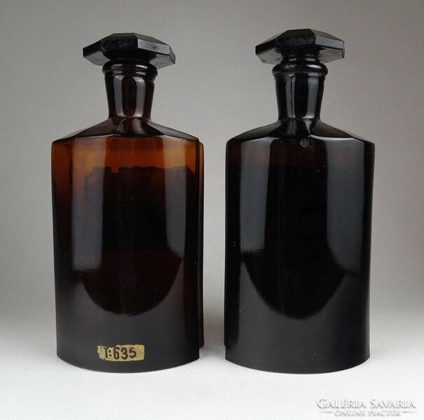 1I621 Régi barna gyógyszertári patika üveg pár 21.5 cm