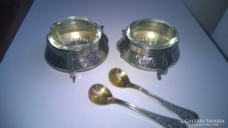 Russian silver-plated caviar holder-spice holder with spoon, ü.Inset, complete - also as a gift