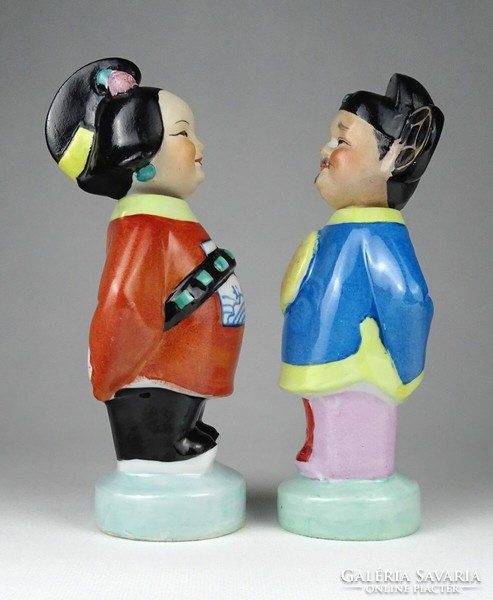 1J509 XX. századi keleti nodding porcelán szobor bólogatós figura pár házaspár 19 cm