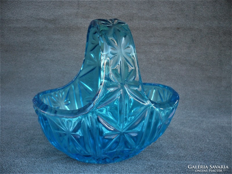 Old blue cast glass fruit basket
