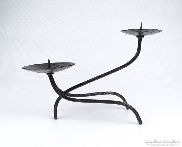 1J551 old two-position wrought iron candle holder