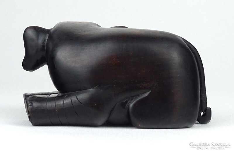 1J516 Faragott hasaló keményfa elefánt fafaragás 11.5 cm