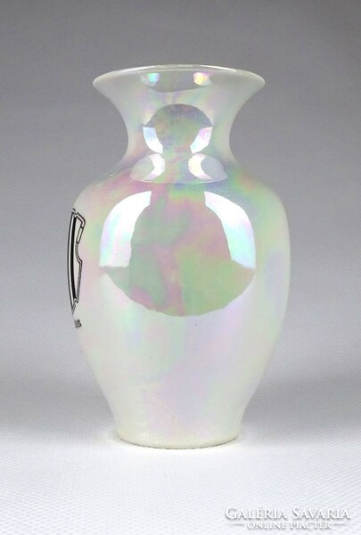 1J549 small metzler & ortloff iridescent porcelain vase 10.5 Cm dresden