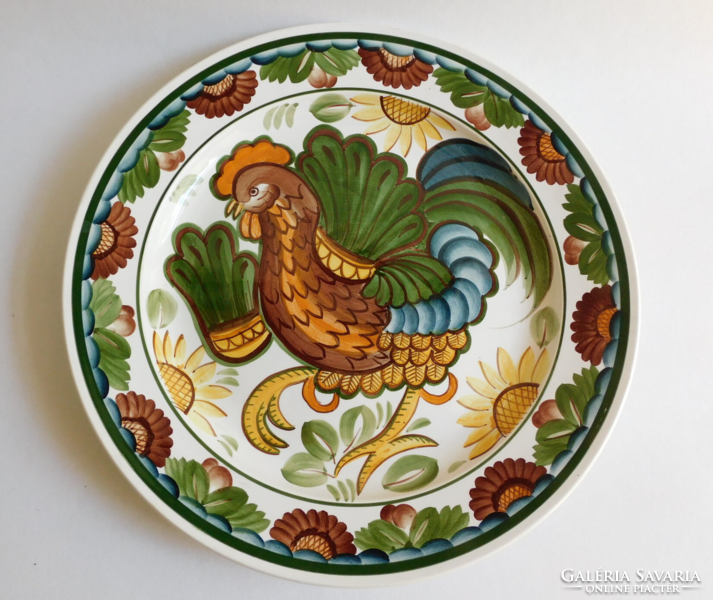 Huge konakovo hand-painted rooster bowl