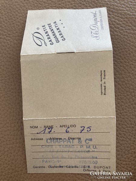 1975-ös St. Dupont öngyújtó kék kínai lakkal, eredeti dobozban és certifikáttal