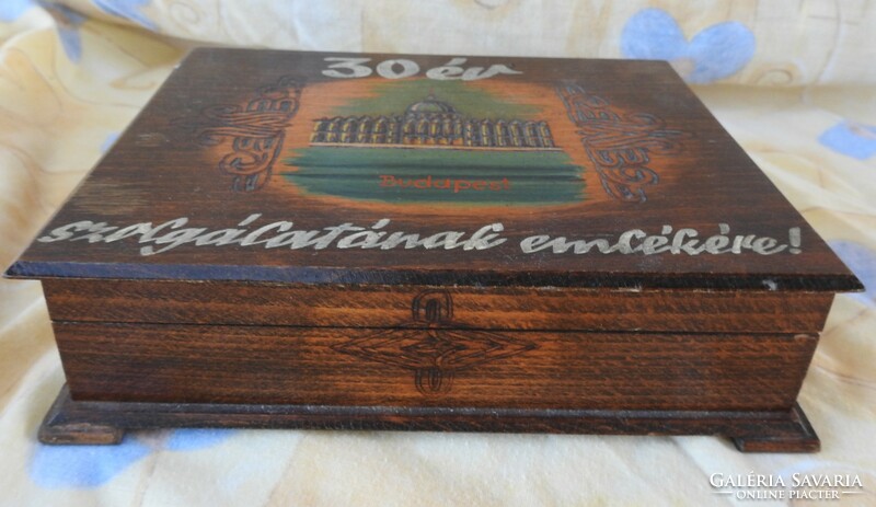 To commemorate 30 years of service in Budapest - wooden box ornament