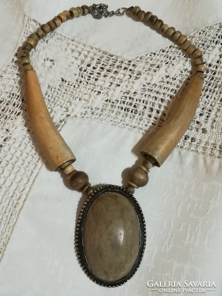 Unique antique horn necklace.
