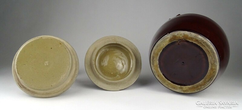 1J522 Régi barna mázas kínai kerámia edény gyömbértartó teatartó