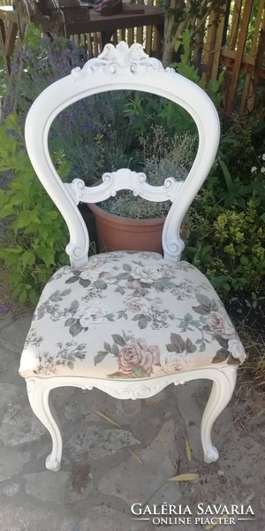 Provence style painted 2 baroque carved chairs, vintage