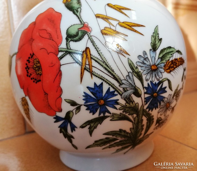 Zsolnay pipacsos porcelán váza, 18 cm