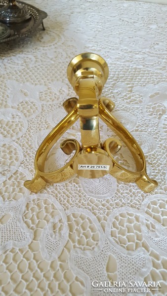 Rare shaped, heavy brass candle holder 21cm.