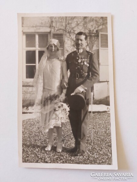 Old postcard wedding photo postcard bride soldier