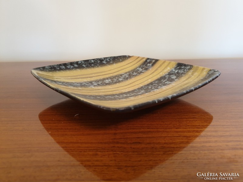 Retro old ceramic decorative bowl striped square mid century bowl table decoration