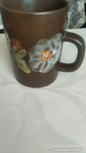Brown ceramic flower cup 2 dl