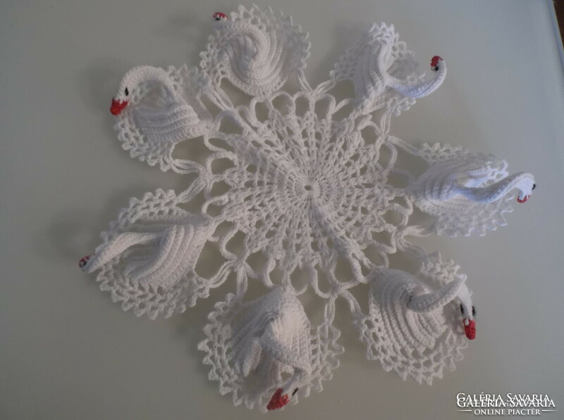 Lace - 3 d - swan - 23 cm - hand crochet - flawless