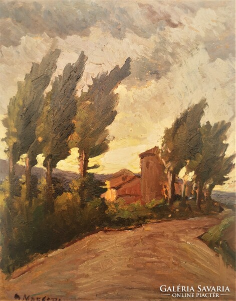 Margotti Anacleto (1895-1984) is a famous Italian painter of the Mediterranean landscape circa 1930 with original guarantee!
