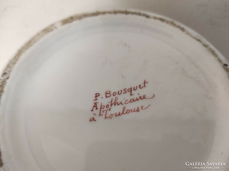 Antik patika tégely festett fehér porcelán felirattal gyógyszer gyógyszertár orvosi eszköz 150 5499