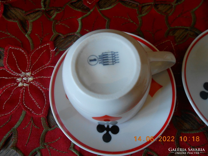 Zsolnay francia kártya mintás kávés csésze