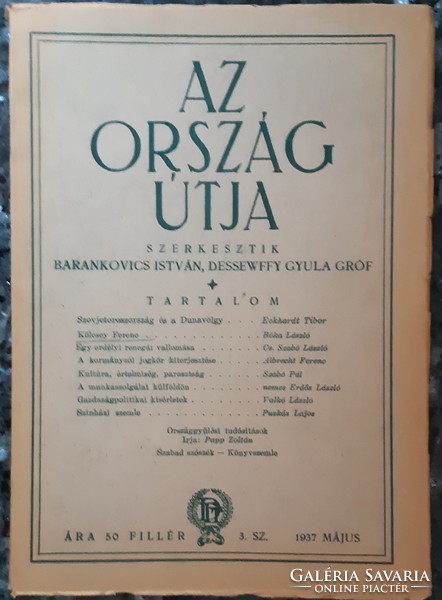 AZ ORSZÁG ÚTJA  -   FOLYÓIRAT   1937 MÁJUS