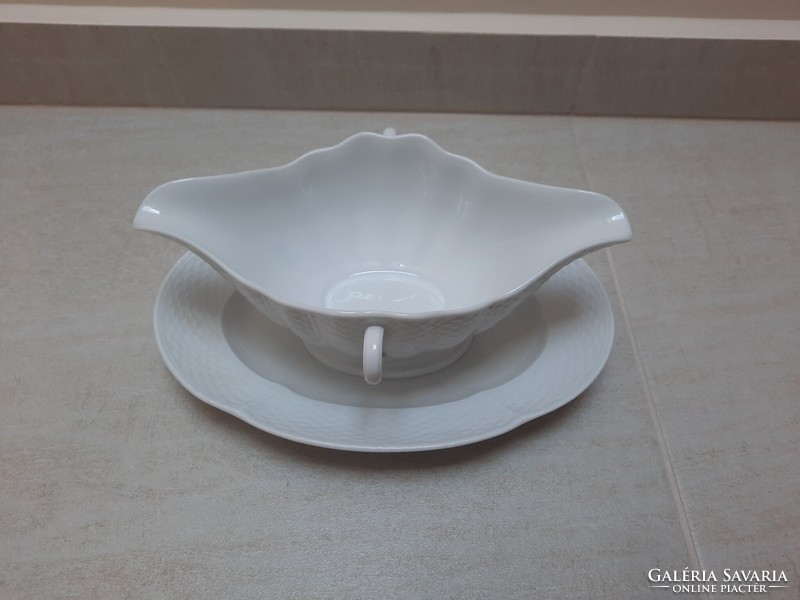 Bowl of white Herend porcelain sauce + saucer