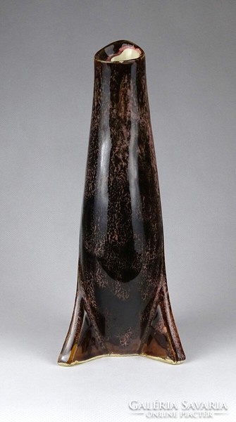 1J560 brown glazed bird-shaped ceramic vase with penguin shape 25 cm