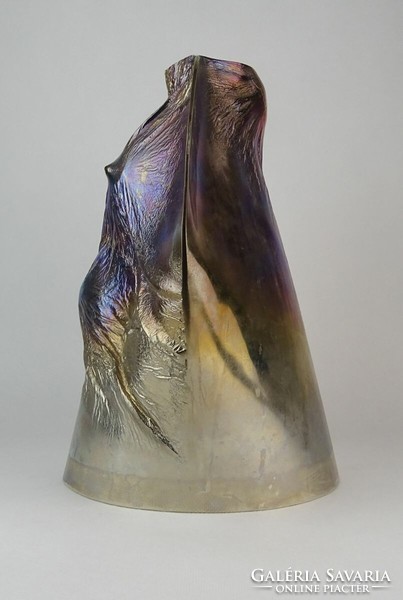 0O214 marked lacaca gauze metal vase 26 cm
