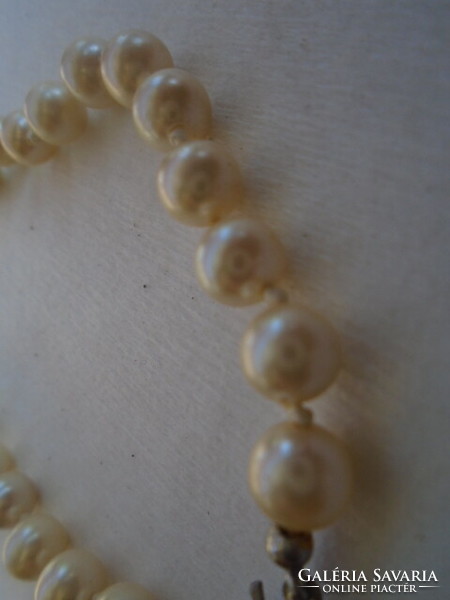 Antique pearl necklace with silver marcasite clasp from country of origin
