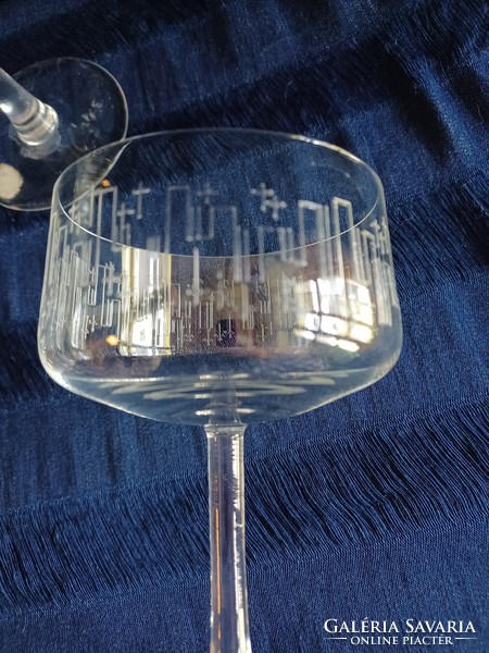 Set of retro crystal champagne glasses