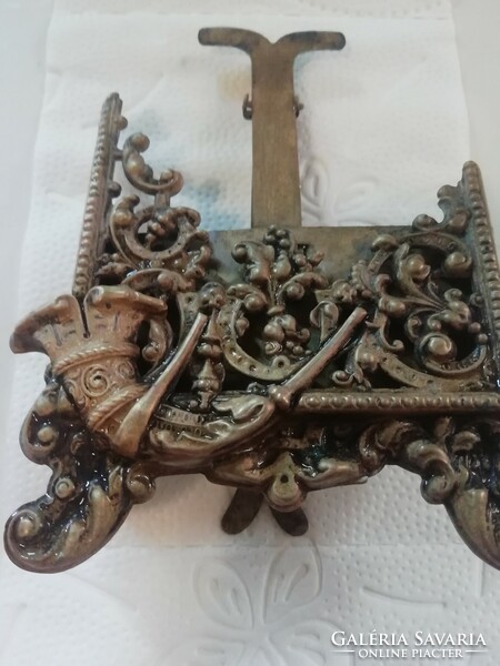 Antique very artistic metal picture frame with jug and horn decorated with beautiful antique pieces