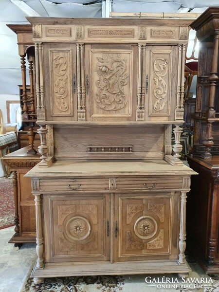 Antique neo-renaissance sideboard with sandblasted surface