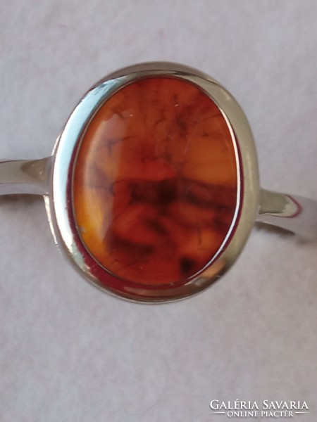 Amber 925 silver ring 59