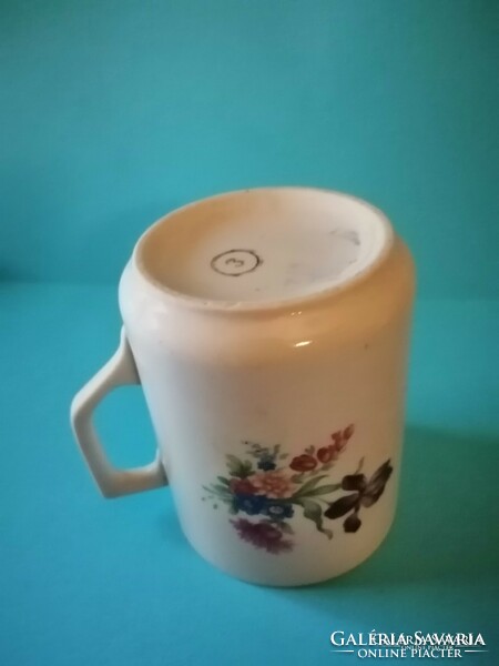 Antique zsolnay porcelain flower pattern mug (14 / d)