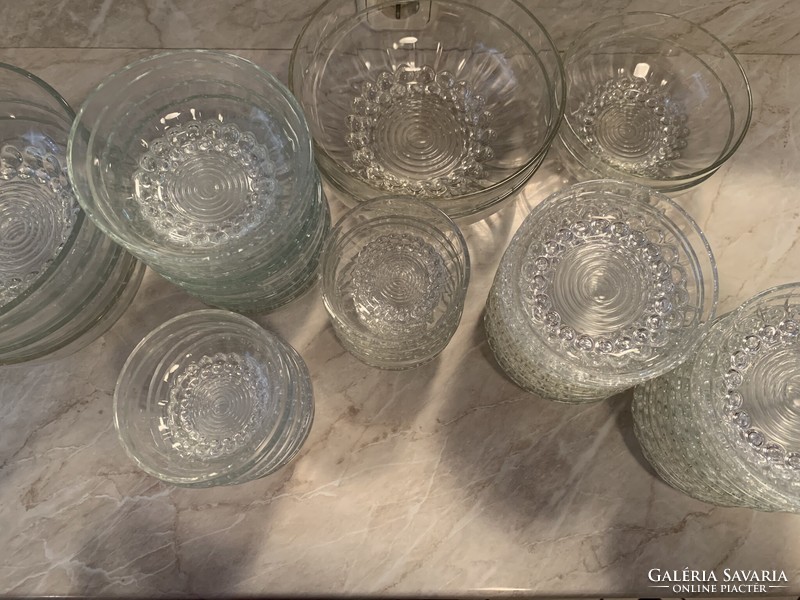 Spherical patterned glass serving salad compote serving set 54 pieces