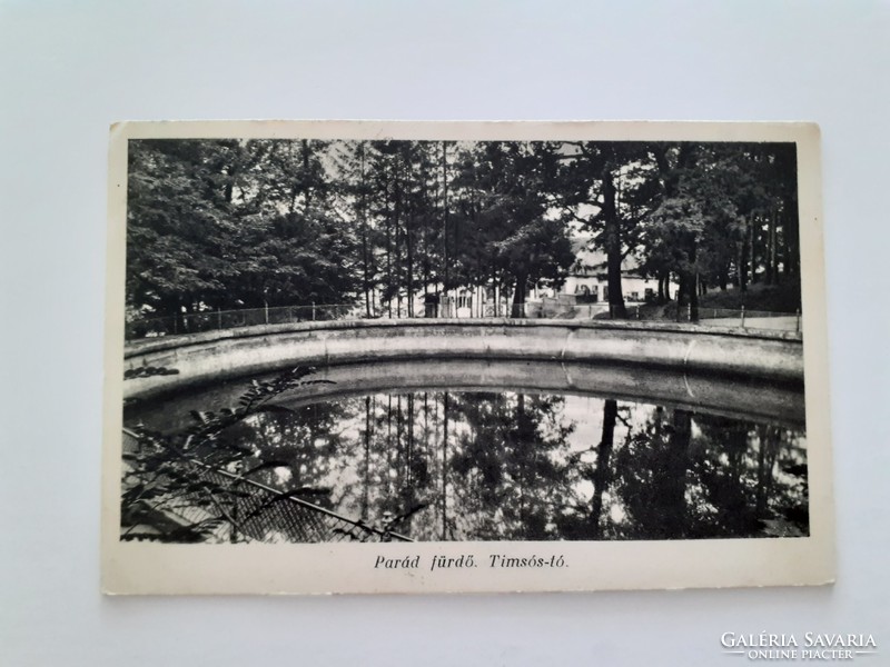 Régi képeslap 1940 Parád fürdő Timsós tó fotó levelezőlap