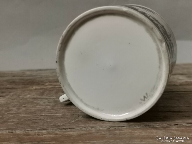 Antique schwarzlot painted porcelain cup