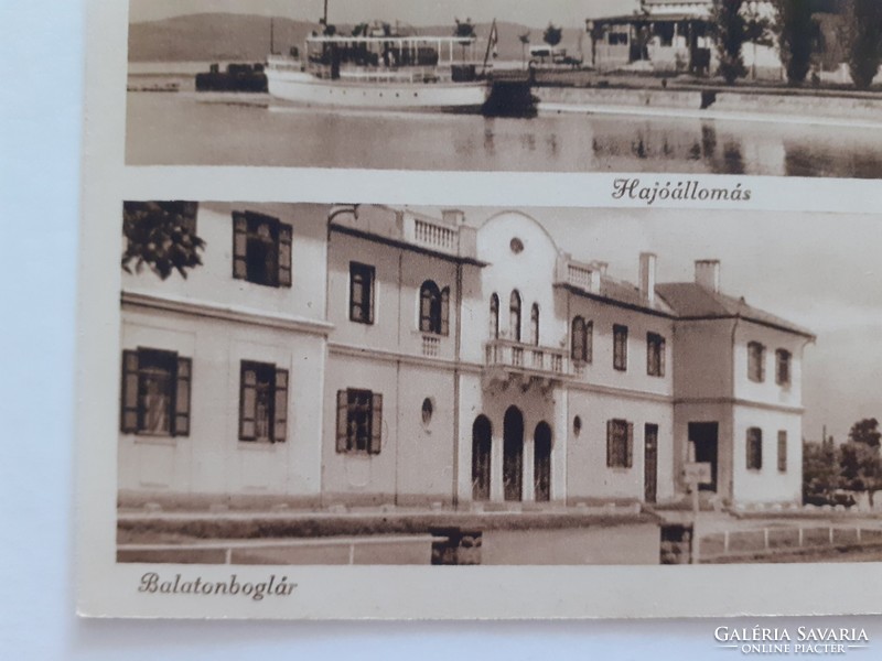 Old postcard 1942 Balatonboglár boat station railway station balaton photo postcard