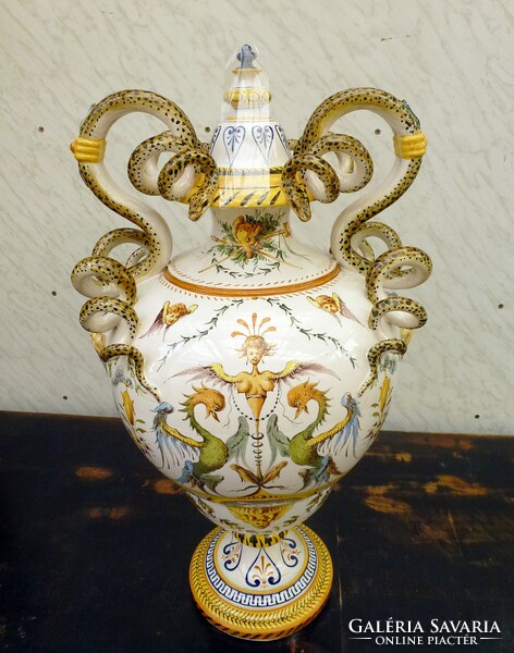Capodimonte hatalmas (71 cm) fedeles váza ("Capo di Monte") Nápoly