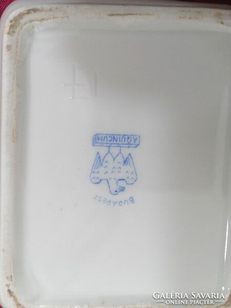 Old aquincum porcelain, card motif ashtray