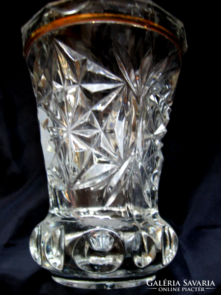 Antique crystal painted Bieder memorial vase with grossglockner