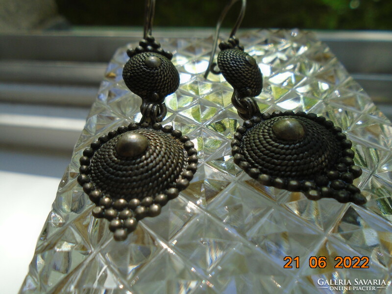 Antique oxidized silver plated textured tribal earrings with twisted cone shape