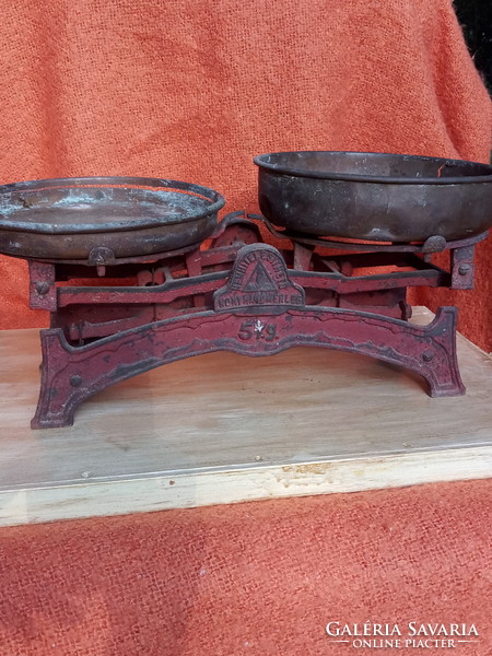 Old kitchen scales with copper plates