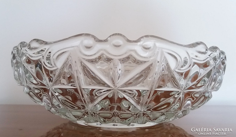 Régi üvegtál kerek üveg kínáló vintage tál 24 cm