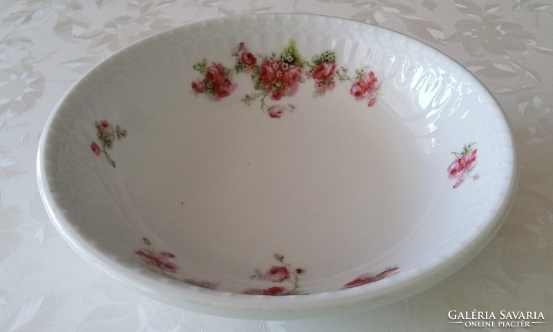 Régi vintage rózsás vastagfalú porcelán tál 25.5 cm