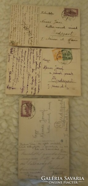 6 Antique art nouveau paper vintage litho/lithographic long address /m.Spötl graf/ figural postcard